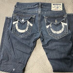 True Religion Mens Mid to Dark Wash Denim Jeans - Indigo